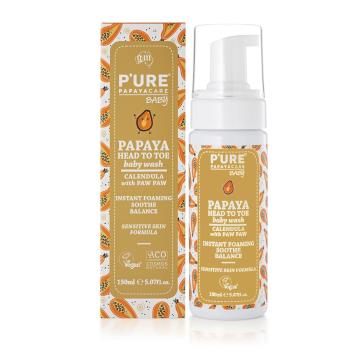 【澳洲 Pure Papayacare】木瓜嬰兒頭到腳趾沐浴慕斯 150ml/瓶