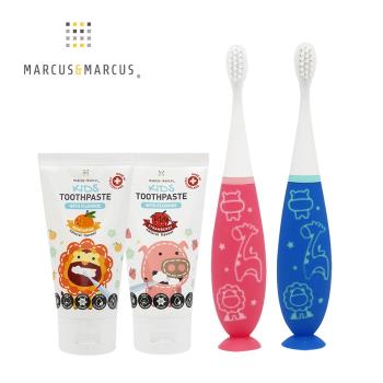 【MARCUS&MARCUS】幼兒潔牙呵護含氟組(替換式牙刷+牙膏)-2款任選