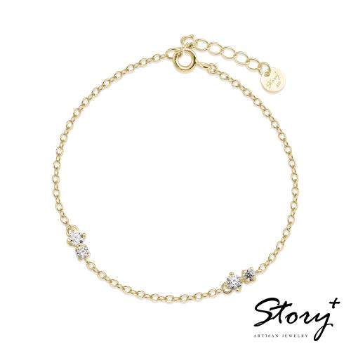 STORY 故事銀飾-SOLITAIRE DUO 雙重奏晶鑽純銀手鍊-黃K金/白K金