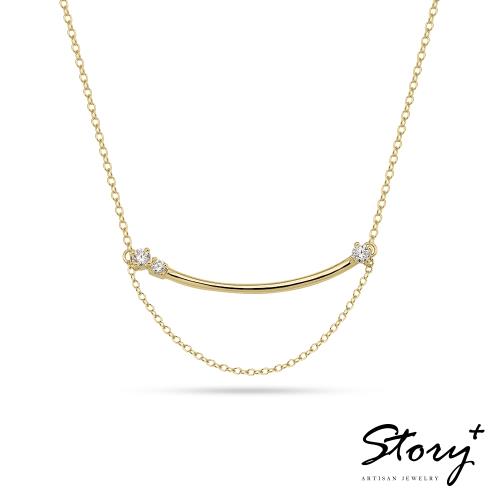 STORY 故事銀飾-BALANCE 平衡晶鑽純銀項鍊-黃K金/白K金