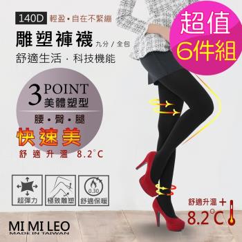 【MI MI LEO】台灣製機能雕塑保暖內搭褲-超值6件組