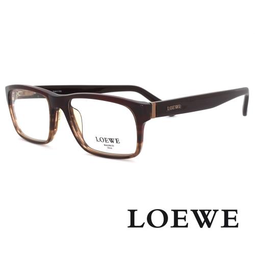 【LOEWE 羅威】百搭款-俐落個性方框光學眼鏡(深棕色 - VLW793-0ACL)