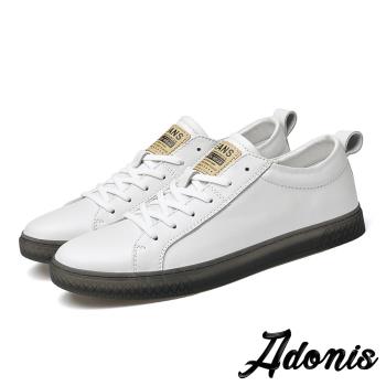 【Adonis】真皮板鞋休閒板鞋/真皮頭層牛皮潮流時尚個性板鞋-男鞋 白