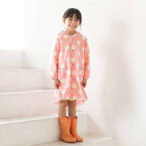 日本Wpc. 粉紅月M 空氣感兒童雨衣/防水外套 附收納袋(95-120cm)