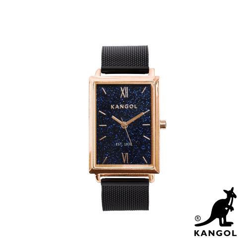KANGOL 方形淑女腕錶24mm-黑曜石米蘭錶帶 KG71524