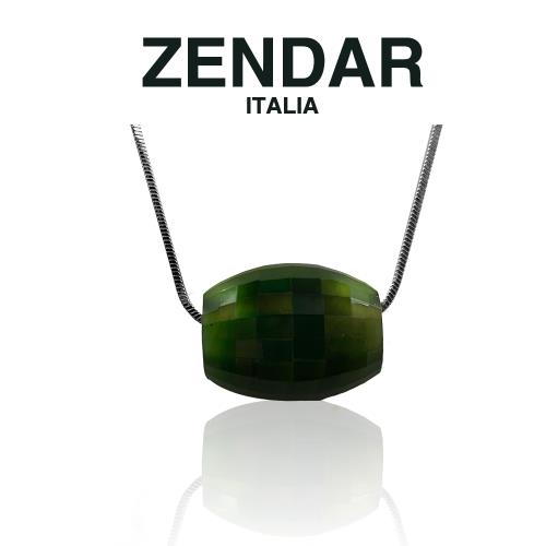 ZENDAR 年度碧玉設計師款角度鼓墜項鍊 16x18mm(Z6004)