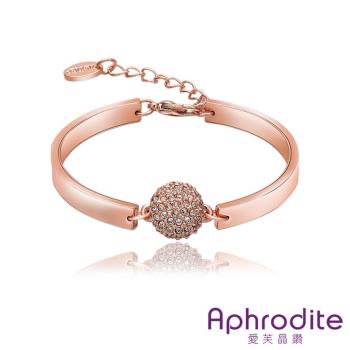 【Aphrodite 愛芙晶鑽】經典歐美款小鑽球造型美鑽手環(玫瑰金色)