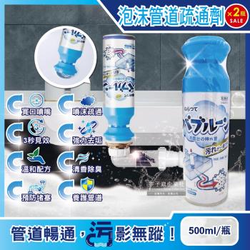 日本Clean 寬口藍蓋瞬壓倒噴去垢除臭芳香洗手檯排水管疏通泡沫清潔劑500mlx2瓶