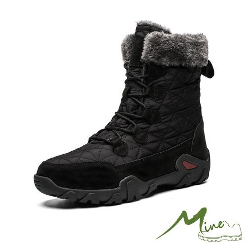 【MINE】戶外雪靴休閒雪靴保暖禦寒機能戶外休閒雪地靴-男鞋 黑