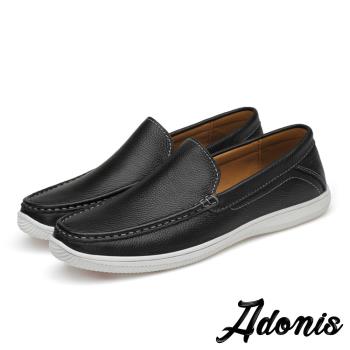 【Adonis】真皮樂福鞋休閒樂福鞋/真皮頭層牛皮雅仕氣質休閒樂福鞋-男鞋 黑