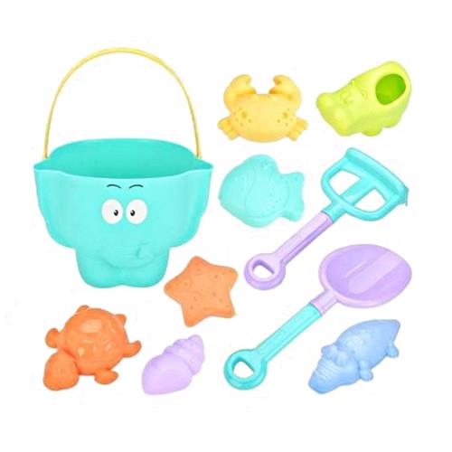 【bebehome】兒童玩具 玩水玩具 大象玩水玩沙10件組(顏色隨機出貨)