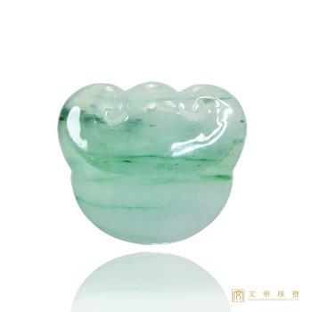 【文華珠寶】冰種飄綠如意鎖 贈精美中國繩乙入 天然緬甸硬玉A貨