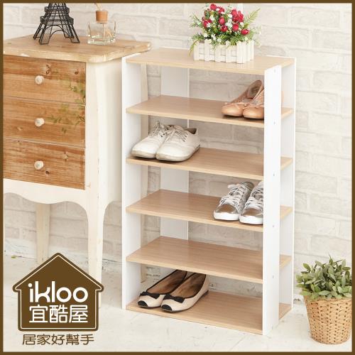 【ikloo宜酷屋】日系優雅五層木質鞋櫃