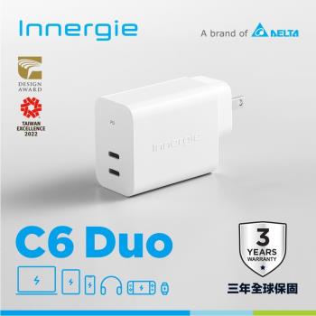 Innergie C6 Duo 63瓦 雙孔 USB-C 萬用充電器 ADP-63AW WTA