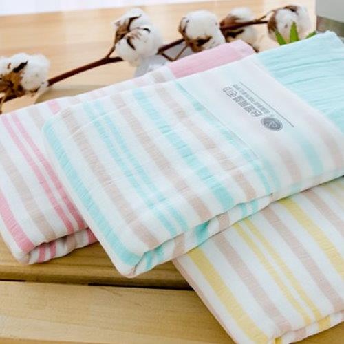 【台灣興隆毛巾】麥克橫紋款紗布浴巾 3條浴巾組 (贈 紗布小手帕1條)