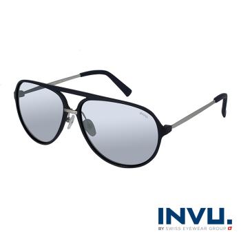 【INVU】瑞士率性大自然風格偏光太陽眼鏡(霧黑/水銀鏡面 Z1000C)