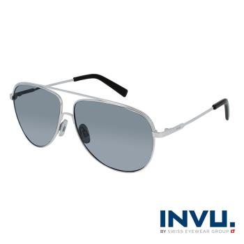 【INVU】瑞士時尚經典偏光太陽眼鏡(銀 B1004C)