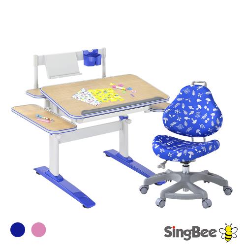 【SingBee 欣美】寬80cm SBD-204手拉升降雙板桌+側板+131椅(書桌椅 兒童桌椅 兒童書桌椅 升降桌)