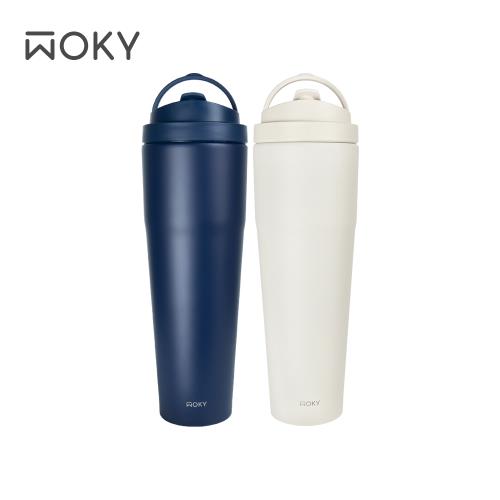 【WOKY 沃廚】手提激凍輕芯鈦瓷易潔層保溫杯1000ml(2色可選)