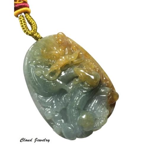  品澐珠寶-翡翠 帶黃翡黃金龍牌帶錢鼠 