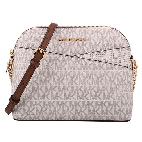 MICHAEL KORS  滿版防刮鍊帶前交叉貝殼型斜背包( 白)小