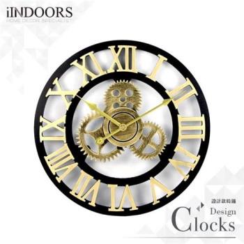 【iINDOORS】工業風設計時鐘-金色齒輪40cm