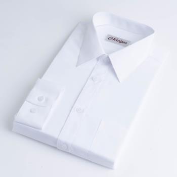 Chinjun抗皺商務襯衫，長袖，素色白(8001)
