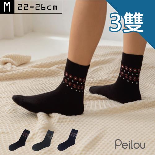 PEILOU 貝柔裹起毛厚織長襪-幾何(3入)