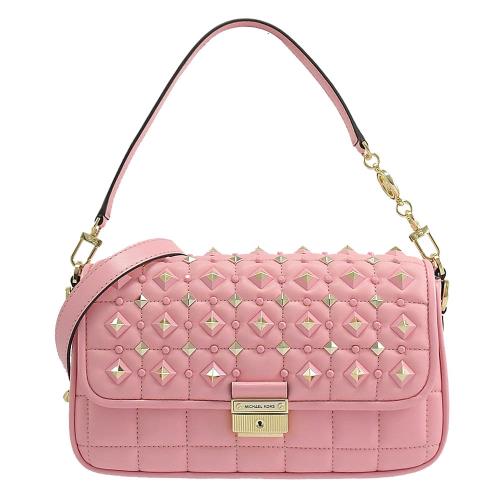 MICHAEL KORS Bradshaw 金屬LOGO鉚釘裝飾翻蓋兩用包.粉 (展示福利品)