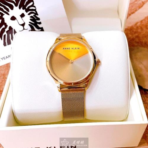 AnneKlein 34mm金色圓形精鋼手錶