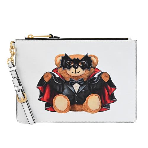 MOSCHINO 萬聖限定 吸血鬼小熊萬用大手拿包 .白