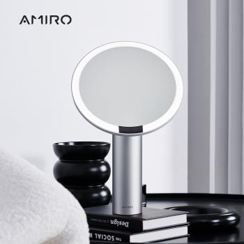 全新第三代AMIRO Oath 自動感光 LED化妝鏡(國際精裝彩盒版)-雲貝白 美妝鏡 桌鏡 補光鏡 環狀燈鏡 led鏡