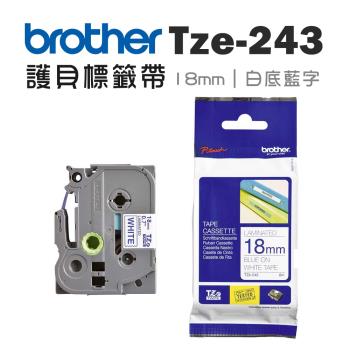 Brother TZe-243 護貝標籤帶 ( 18mm 白底藍字 )