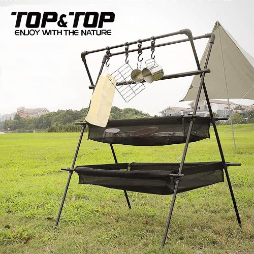 韓國TOP&amp;TOP 鋁合金三角置物架贈掛勾/置物架/掛架/瀝水架/曬碗/露營(雙層加大款)