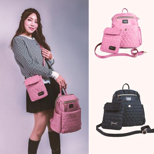 荷蘭lapagayo經典菱格多功能防盜休閒背包套組-獨-裸