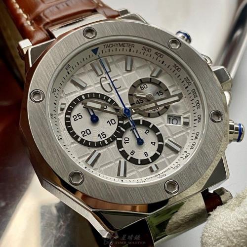 GUESS 蓋爾茲男錶 44mm 銀八角形精鋼錶殼 幾何銀白立體圖形三眼, 運動錶面款 GC00520