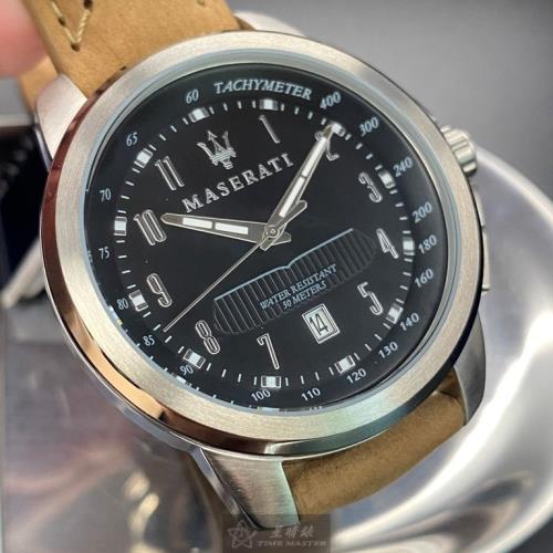 MASERATI 瑪莎拉蒂男女通用錶 44mm 銀圓形精鋼錶殼 黑色簡約, 運動錶面款 R8851121004