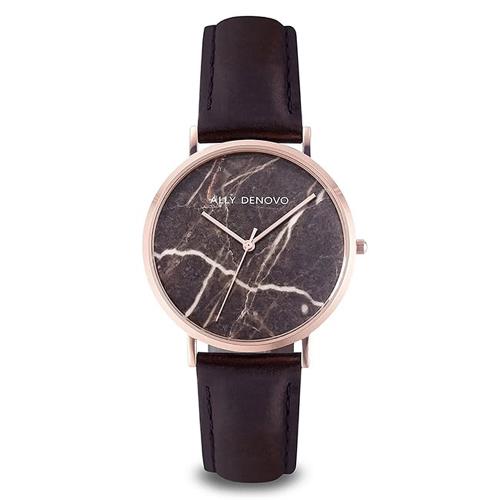 ALLY DENOVO Carrara Marble大石系列咖啡皮帶錶(AF5005.12)