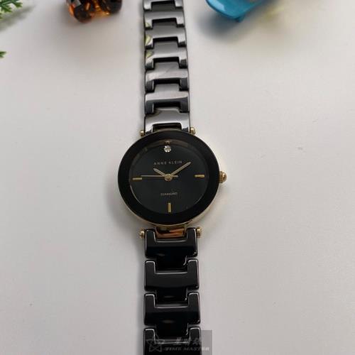 AnneKlein 安妮克萊恩女錶 28mm 黑圓形陶瓷錶殼 黑色簡約錶面款 AN00023