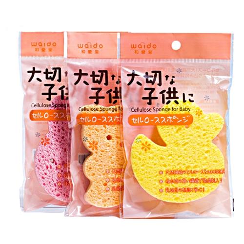 【bebehome】寶寶可愛動物造型木漿海棉2入組(洗臉海棉 兒童洗澡海棉 洗澡海綿 嬰兒洗澡海綿 搓澡海綿)