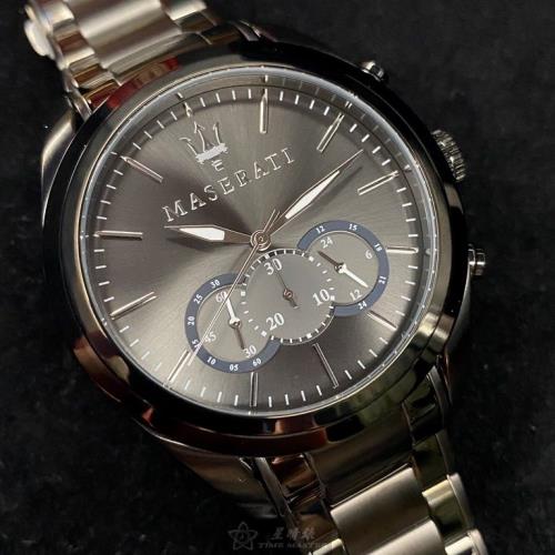 MASERATI 瑪莎拉蒂男錶 46mm 黑圓形精鋼錶殼 黑色三眼, 時分秒中三針顯示, 運動錶面款 R8873612002