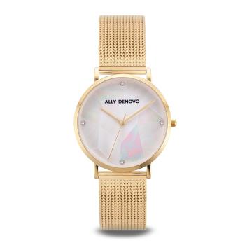 ALLY DENOVO Gaia Pearl琉璃米蘭帶腕錶金色36mm(AF5020.3)