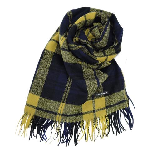 agnes b TO b三色格紋披肩(黃)