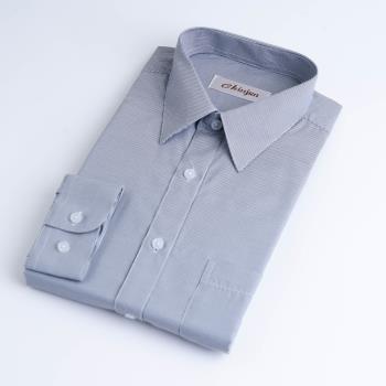 Chinjun抗皺商務襯衫，長袖，淺灰底細條紋(k201)