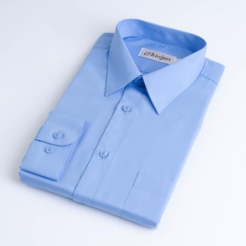 Chinjun抗皺商務襯衫，長袖，素色藍(8004)