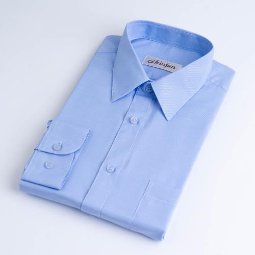 Chinjun抗皺商務襯衫，長袖，藍細條紋(j1601-4)