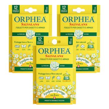 義大利ORPHEA歐菲雅 衣物環境保護驅蟲片3盒組-經典花香原木薰衣草廣藿香佛手柑(12片盒)