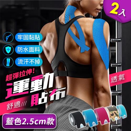 2入 運動貼布 2.5公分X5米 肌貼 肌肉貼布 運動繃帶 彈性肌肉貼布 運動防護( HGJ808-1 )