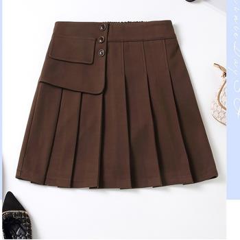麗質達人 - 12584咖啡色毛料短裙