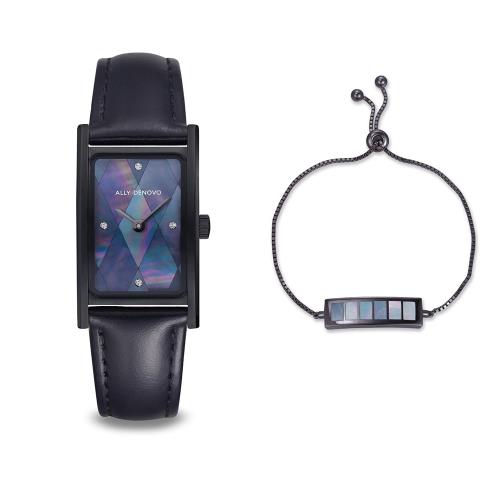 ALLY DENOVO 頂級方形琉璃錶全黑925框方型腕錶(AR5002.7)